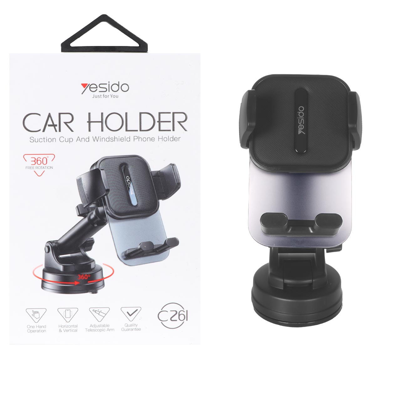 هولدر گوشی موبایل Yesido مدل C261 پایه دار با قابلیت چرخش 360 درجه - مشکی