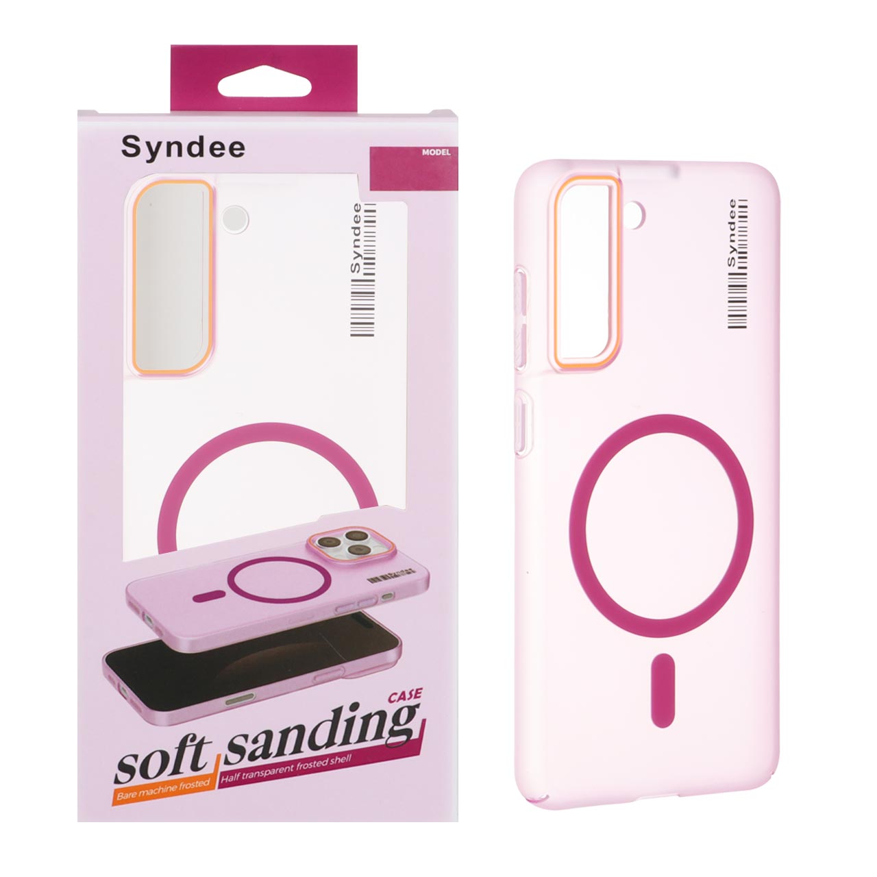 قاب اورجینال Syndee پشت مات MagSafe مدل Samsung Galaxy S21 FE - سرخابی (پک دار )