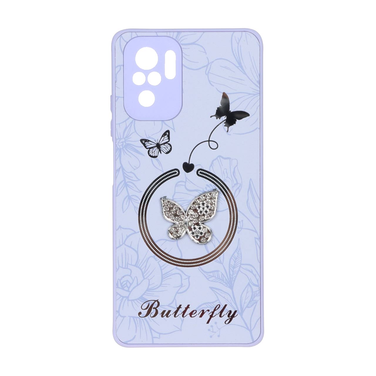 قاب Butterfly نگین دار آینه ای طرح مگ سیف مناسب برای شیائومی ردمی نوت 10 4G / ردمی نوت 10 اس / پوکو ام 5 اس