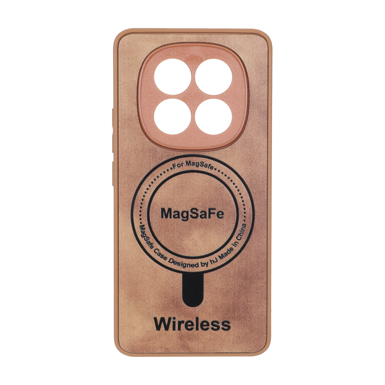 قاب Wireless طرح مگ سیف محافظ لنز برجسته رنگ عسلی مناسب برای شیائومی ردمی نوت 15