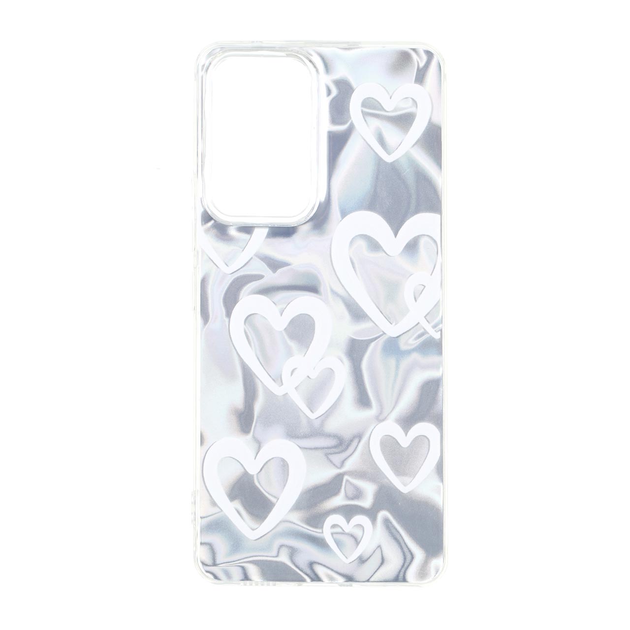 قاب طرح Silver Cloud قلبی دور ژله‌ای مناسب برای سامسونگ گلکسی A53