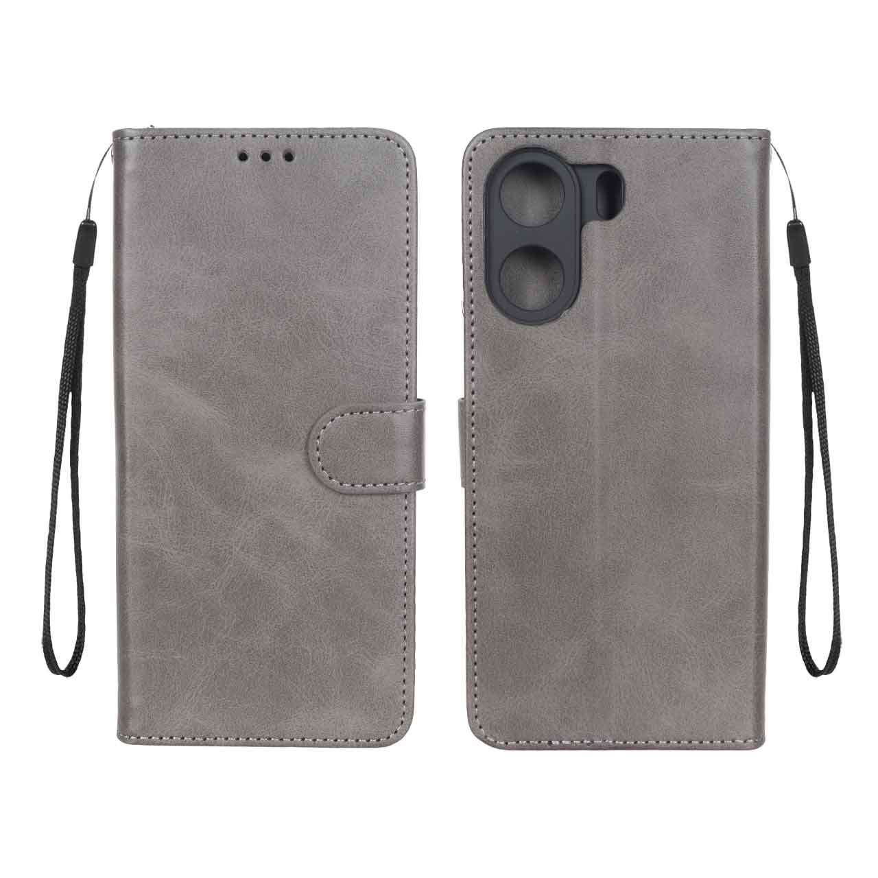 کیف موبایل مگنتی طرح چرم MNC مناسب برای شیائومی Redmi 13C و Poco C65 - خاکستری
