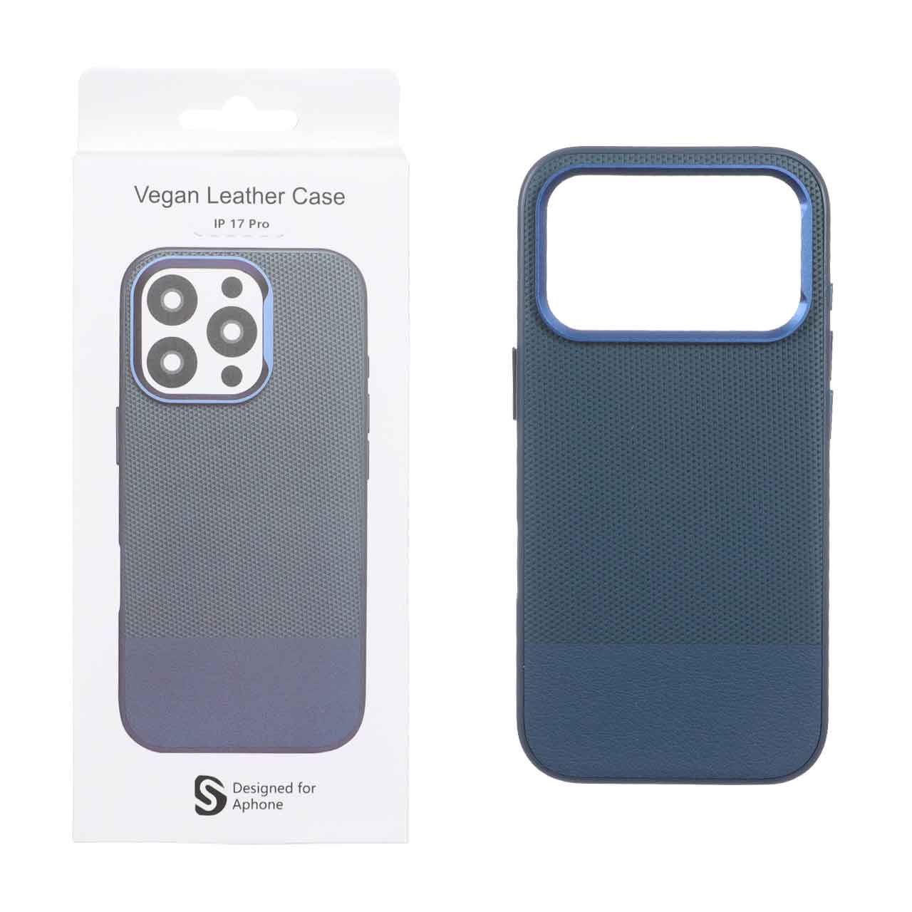 قاب اورجینال Vegan Leather Case چرمی دو تکه Apple iPhone 17 Pro - سرمه ای