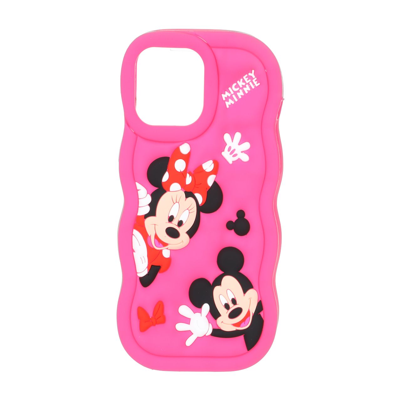 قاب طرح Mickey Minnie برجسته سیلیکونی کنگره ای فانتزی سرخابی مناسب برای آیفون 13 پرو مکس