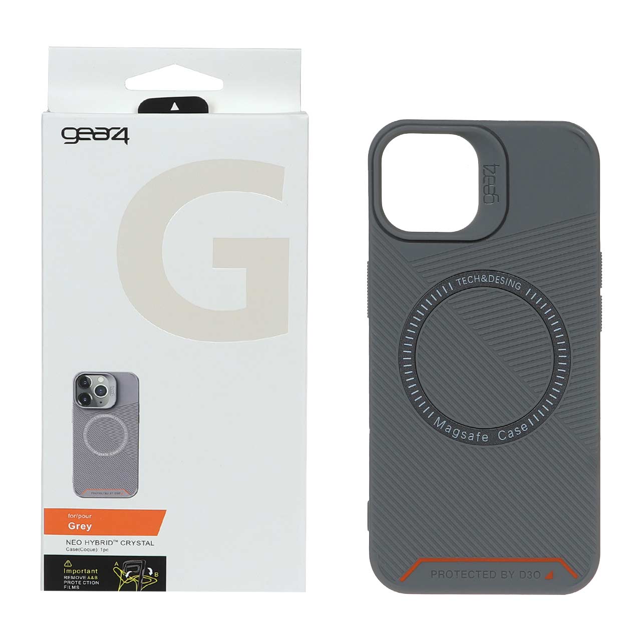 قاب مگ سیف Gear4 D3O خاکستری مناسب برای آیفون ۱۳ و آیفون ۱۴