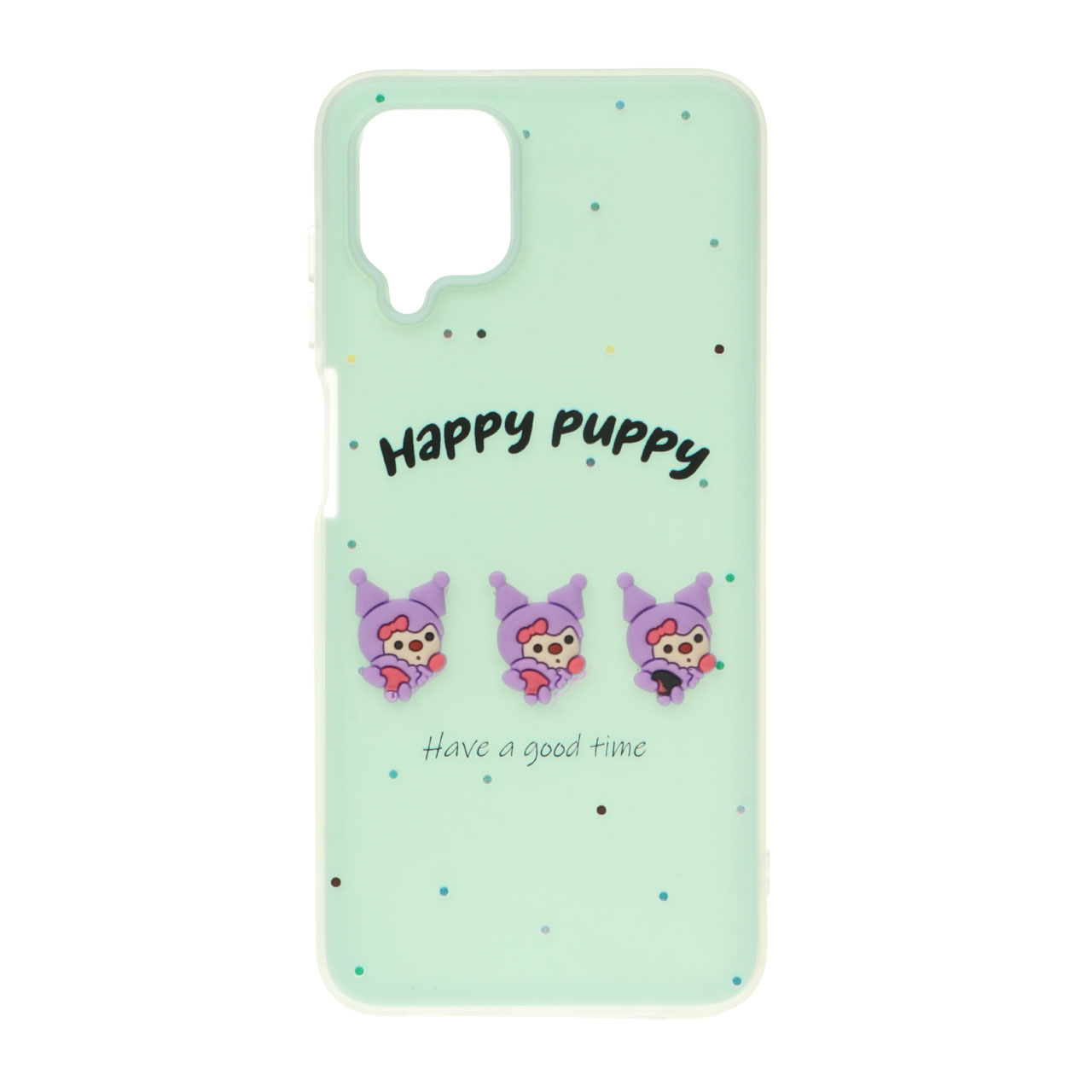 قاب طرح Puppy عروسک برجسته دو لایه سبز مناسب برای سامسونگ گلکسی A12 / M12 / F12