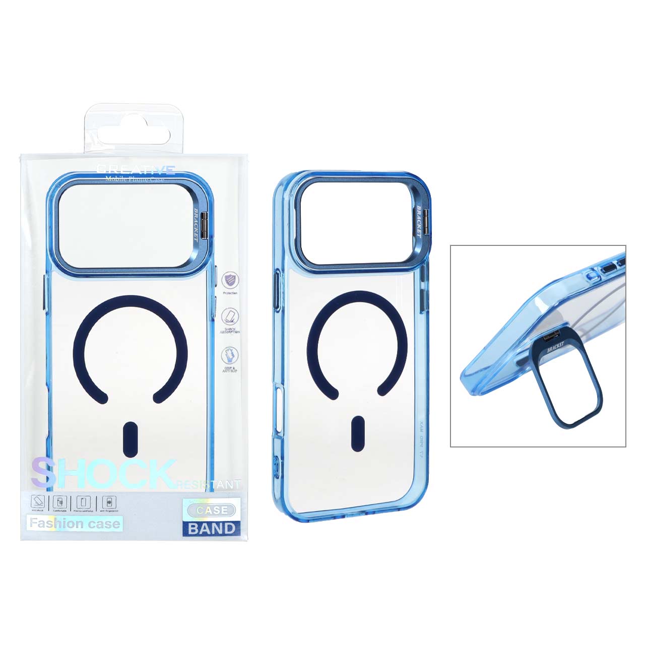 قاب اورجینال Bracket کریستالی MagSafe لنز آلومینیومی Apple iPhone 17 Pro Max - آبی