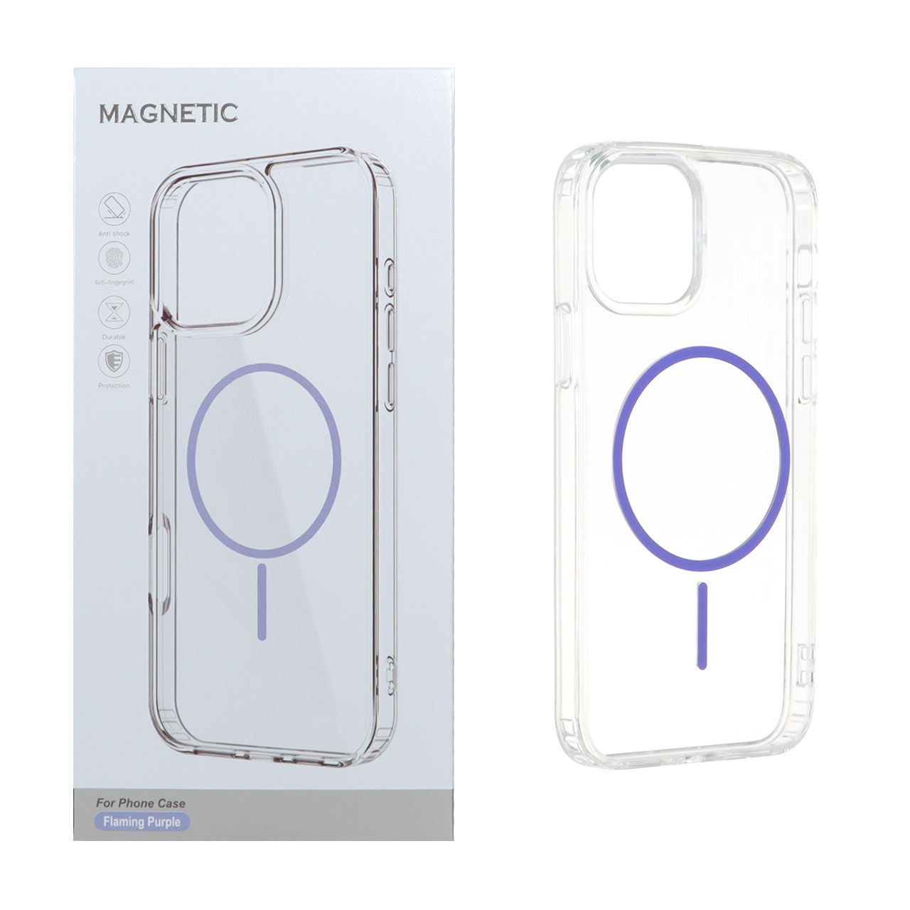 قاب اورجینال Magnetic دور ژله‌ ای مگ سیف مناسب برای آیفون 12 و آیفون 12 پرو بنفش روشن