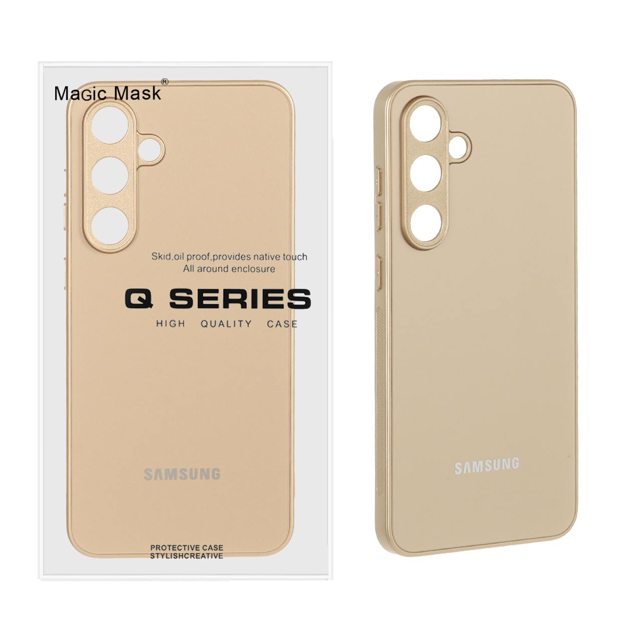 قاب Magic Mask Q Series PVD ضدخش طلایی مناسب برای سامسونگ گلکسی S24 FE