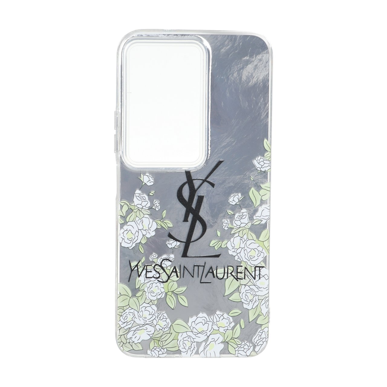 قاب طرح YSL گلدار اطلسی دور ژله ای مناسب برای شیائومی ردمی 15 4G