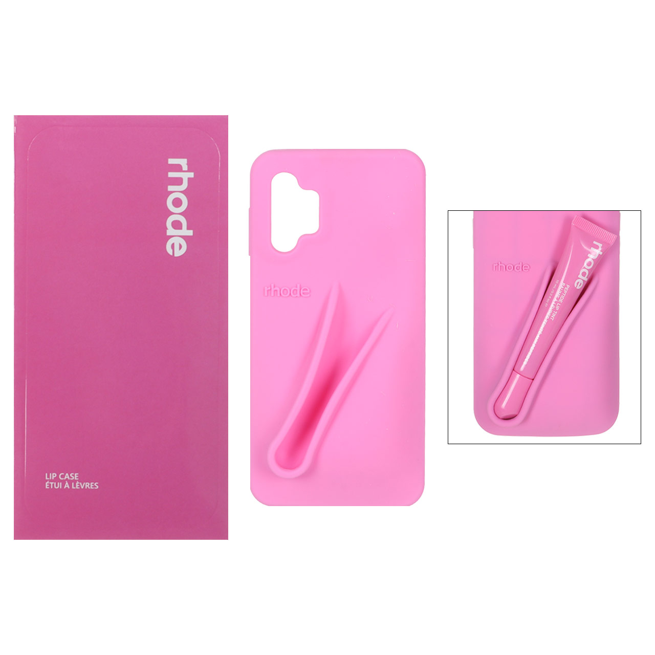 قاب سیلیکونی پاک کنی اورجینال rhode با ست لیپ گلاس Samsung Galaxy A13 4G / A13 5G / A04s / M13 4G / M23 / F13 - صورتی