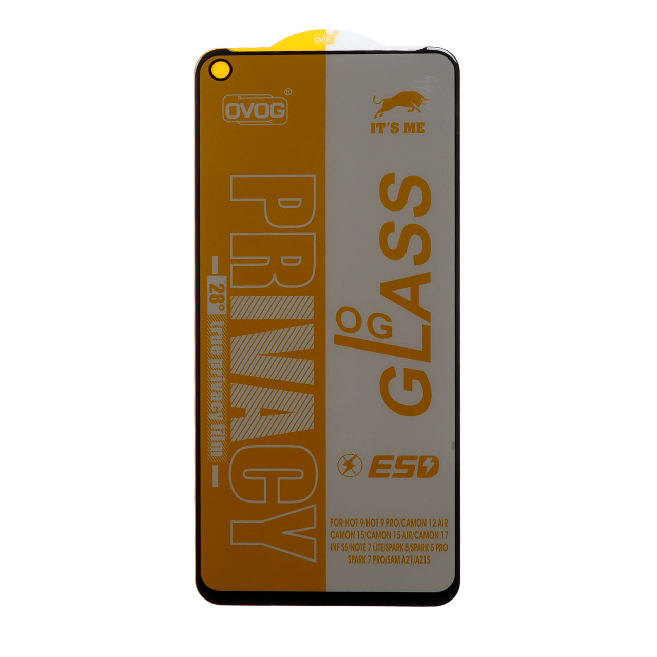 محافظ صفحه نمایش شیشه ای درجه یک Full Cover Privacy OG - ESD OVOG مدل Samsung Galaxy A21s / F52 / Xiaomi Poco X3 GT / Poco F4 GT / Redmi Note 10 Pro 5G