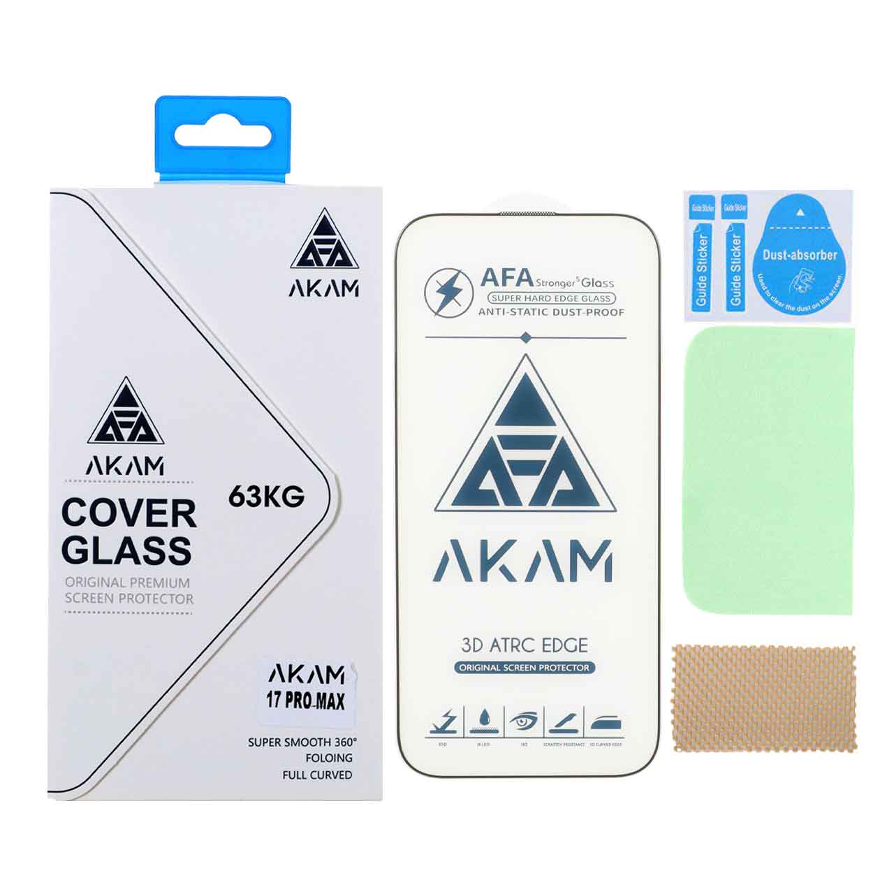 محافظ صفحه نمایش شیشه ای فول کاور AKAM مناسب برای آیفون 17 ایر