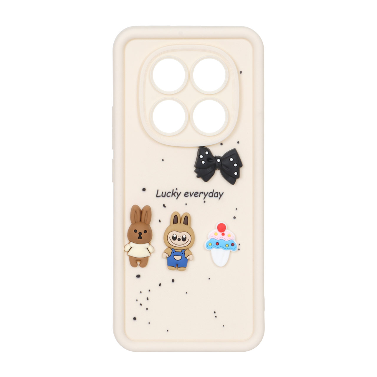قاب عروسک برجسته Lucky Everyday کرم مناسب برای شیائومی ردمی نوت 14 پرو 5G، ردمی نوت 14 پرو پلاس 5G و پوکو X7 5G