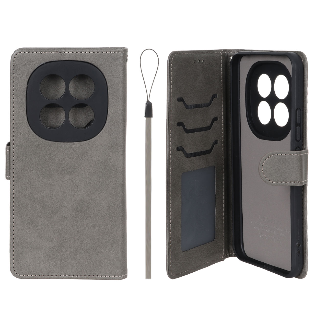 کیف موبایل مگنتی MNC Plus طرح کلاسیک داخل خز مناسب برای شیائومی Redmi Note 15 Pro Plus - خاکستری