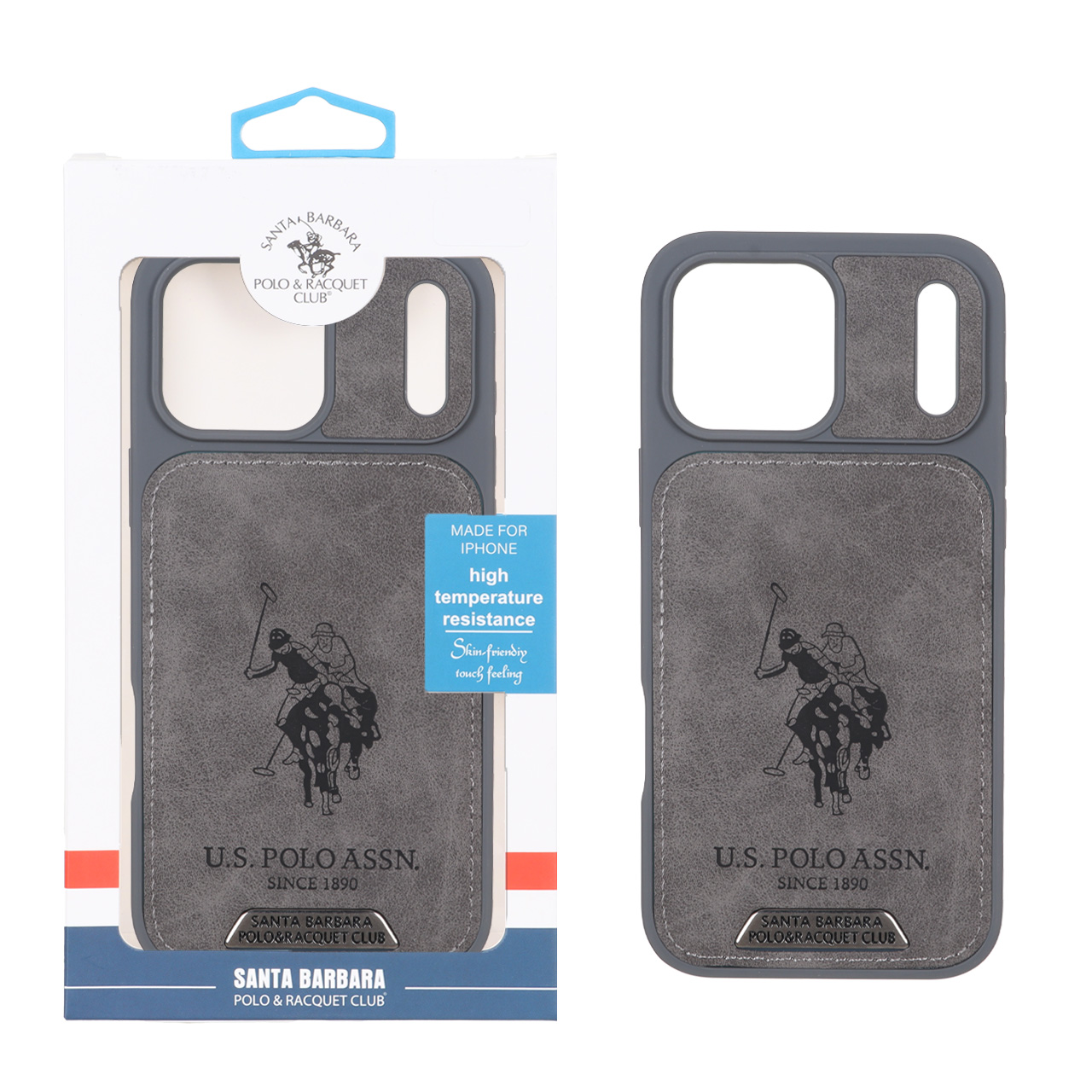 قاب جیر US Polo Assn خاکستری مناسب برای آیفون 17 پرو مکس