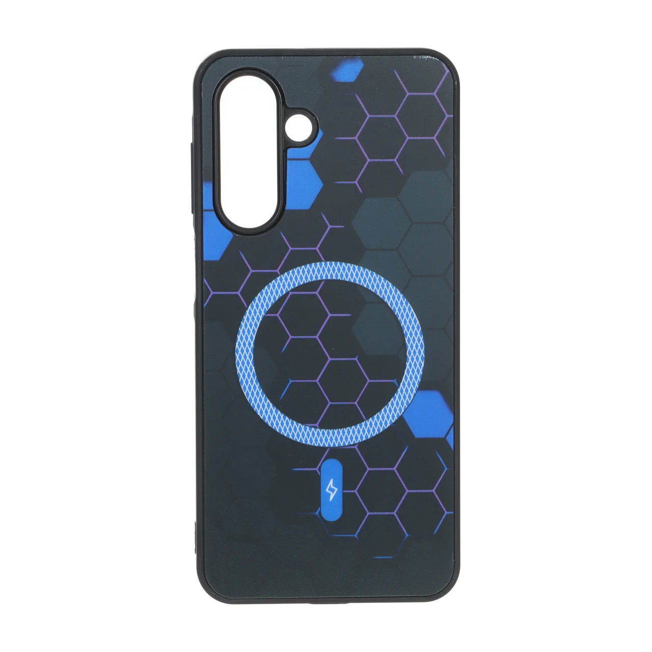 قاب طرح Hexagon مگ سیف هاشور دار آبی مناسب برای سامسونگ گلکسی A17 و A26