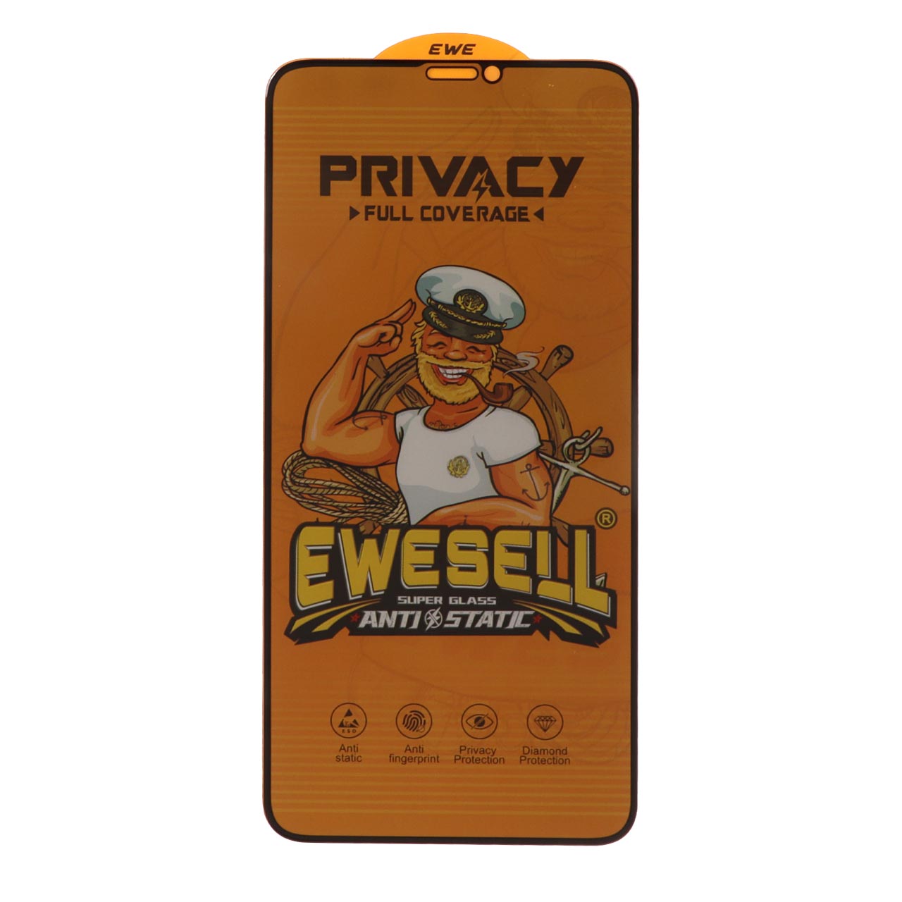 محافظ صفحه نمایش شیشه ای Full Cover Ewesell Anti Static Privacy مناسب برای آیفون 11 پرو مکس، ایکس مکس و ایکس اس مکس