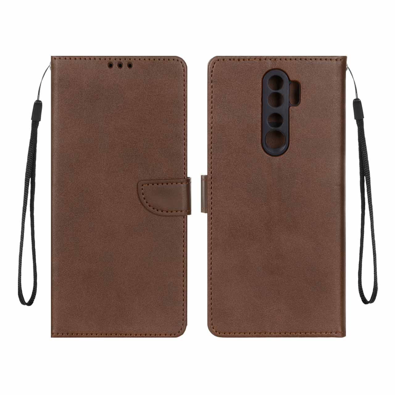 کیف چرمی موبایل مگنتی محافظ لنزدار Xiaomi Redmi Note 8 Pro - قهوه ای