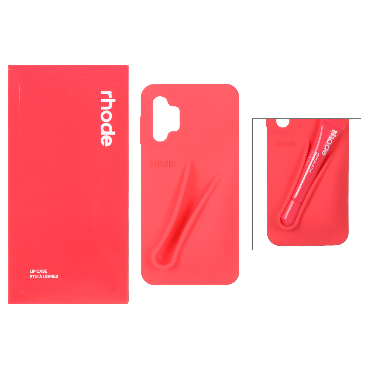 قاب سیلیکونی پاک کنی اورجینال rhode با ست لیپ گلاس Samsung Galaxy A13 4G / A13 5G / A04s / M13 4G / M23 / F13 - قرمز