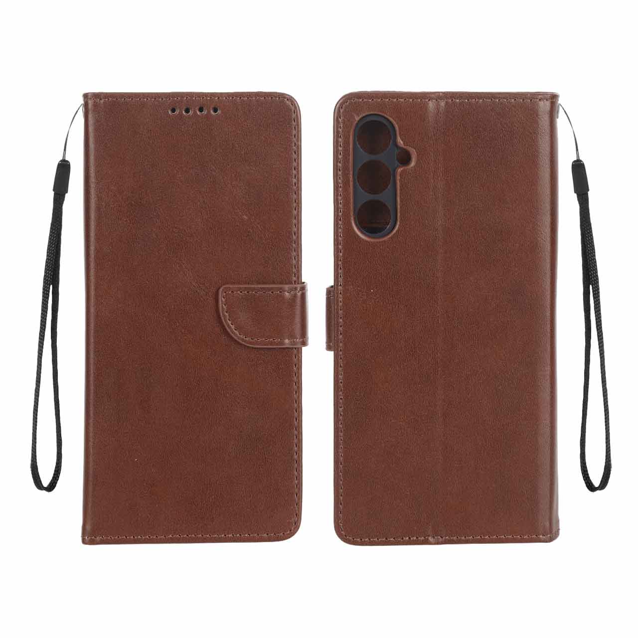 کیف چرمی موبایل مگنتی محافظ لنزدار Samsung Galaxy A24 - قهوه ای
