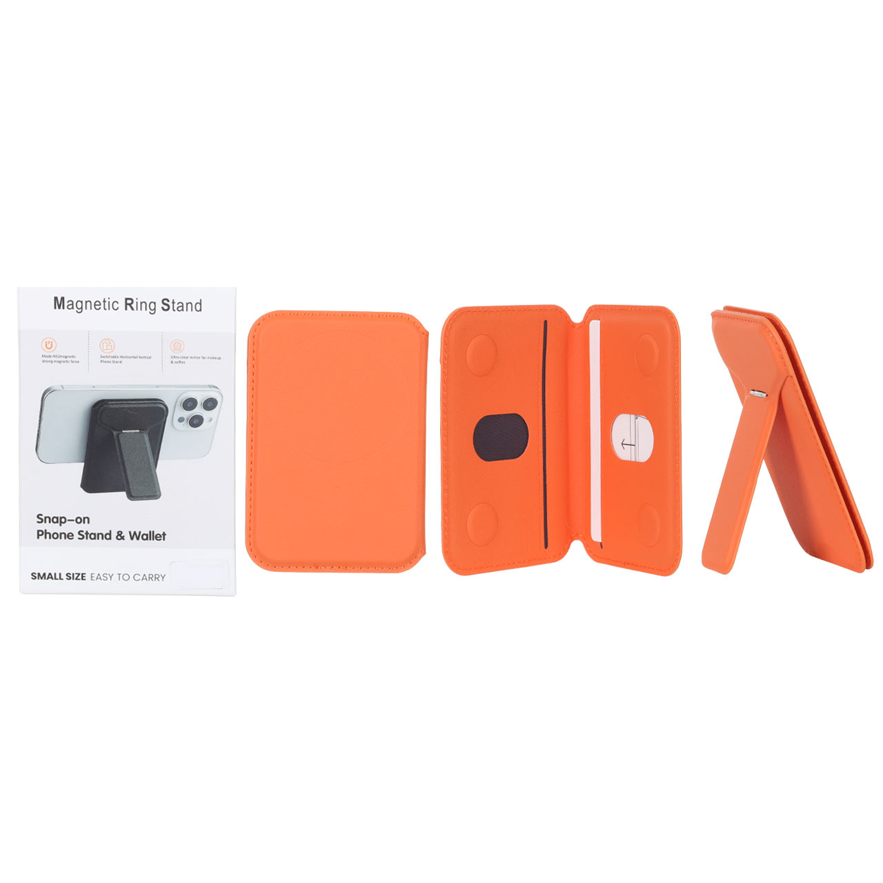 جاکارتی چرمی مگ‌سیف استندشو (Leather Wallet Magsafe) رنگ نارنجی