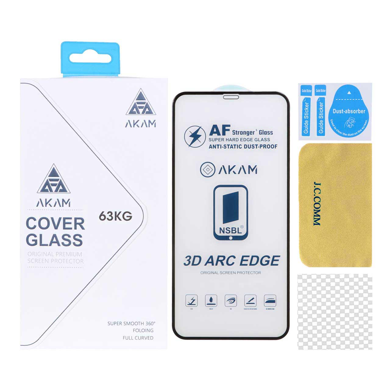 محافظ صفحه نمایش شیشه ای فول کاور AKAM مناسب برای آیفون 11 پرو، آیفون XS و آیفون X