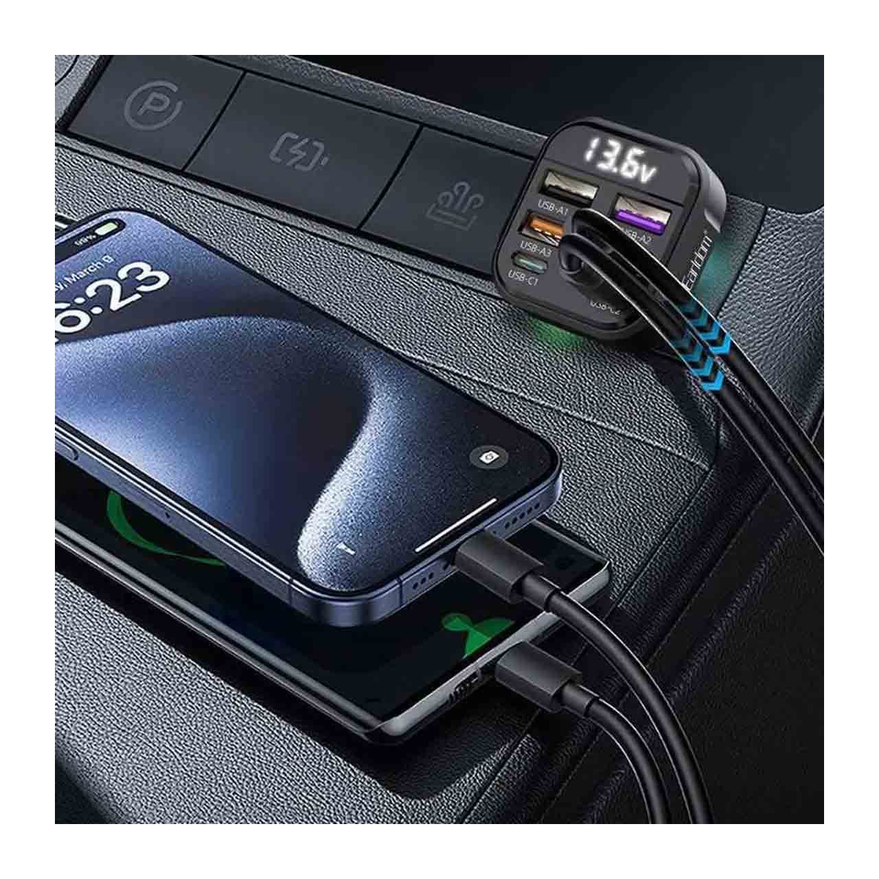 شارژر فندکی فست Earldom مدل CC43 45W - شش پورت مشکی