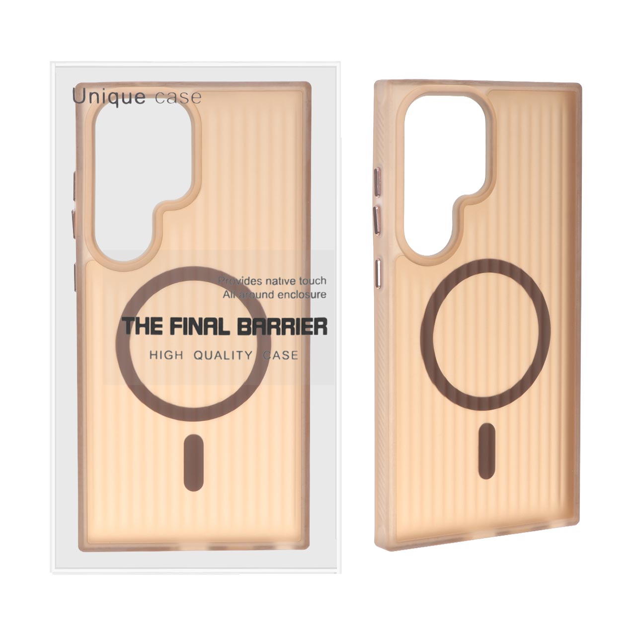 قاب اورجینال Unique Case کرکره ای مات MagSafe مدل Samsung Galaxy S24 Ultra - قهوه ای (پک دار)