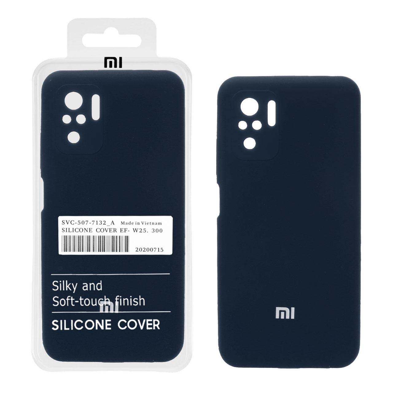 قاب سیلیکونی پاک کنی اورجینال درجه یک Xiaomi Redmi Note 10S / Redmi Note 10-4G / Poco M5S - سرمه ای (پک دار)