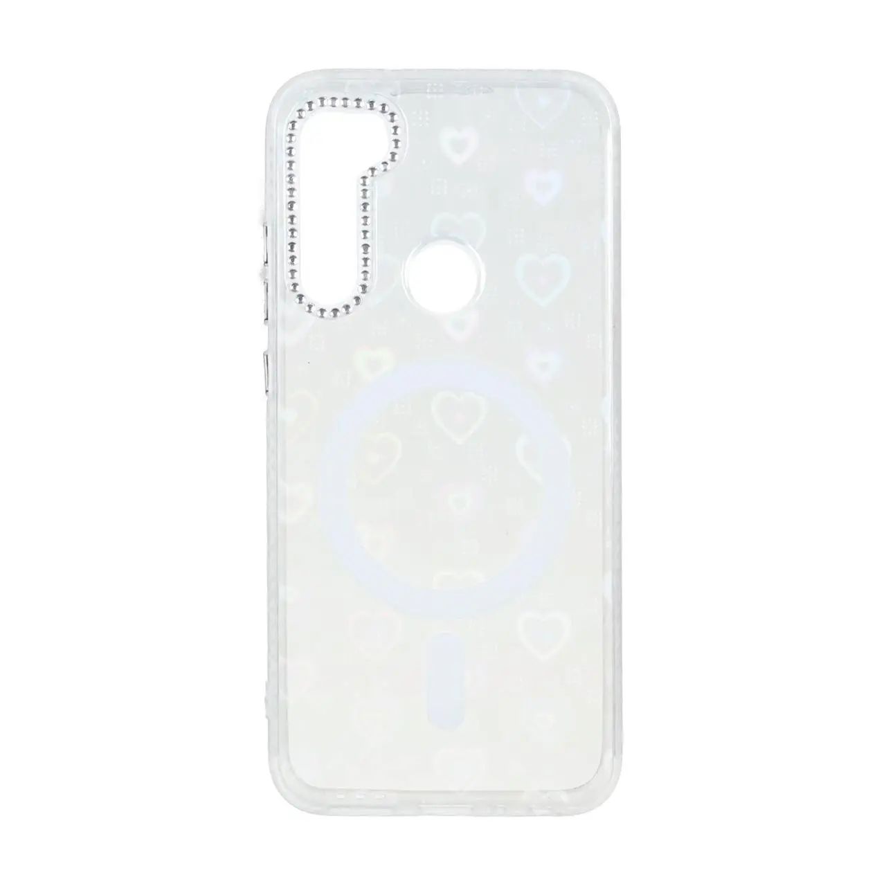 قاب طرح قلبی هولوگرامی مگ سیف نگین‌دار مناسب برای شیائومی Redmi Note 8