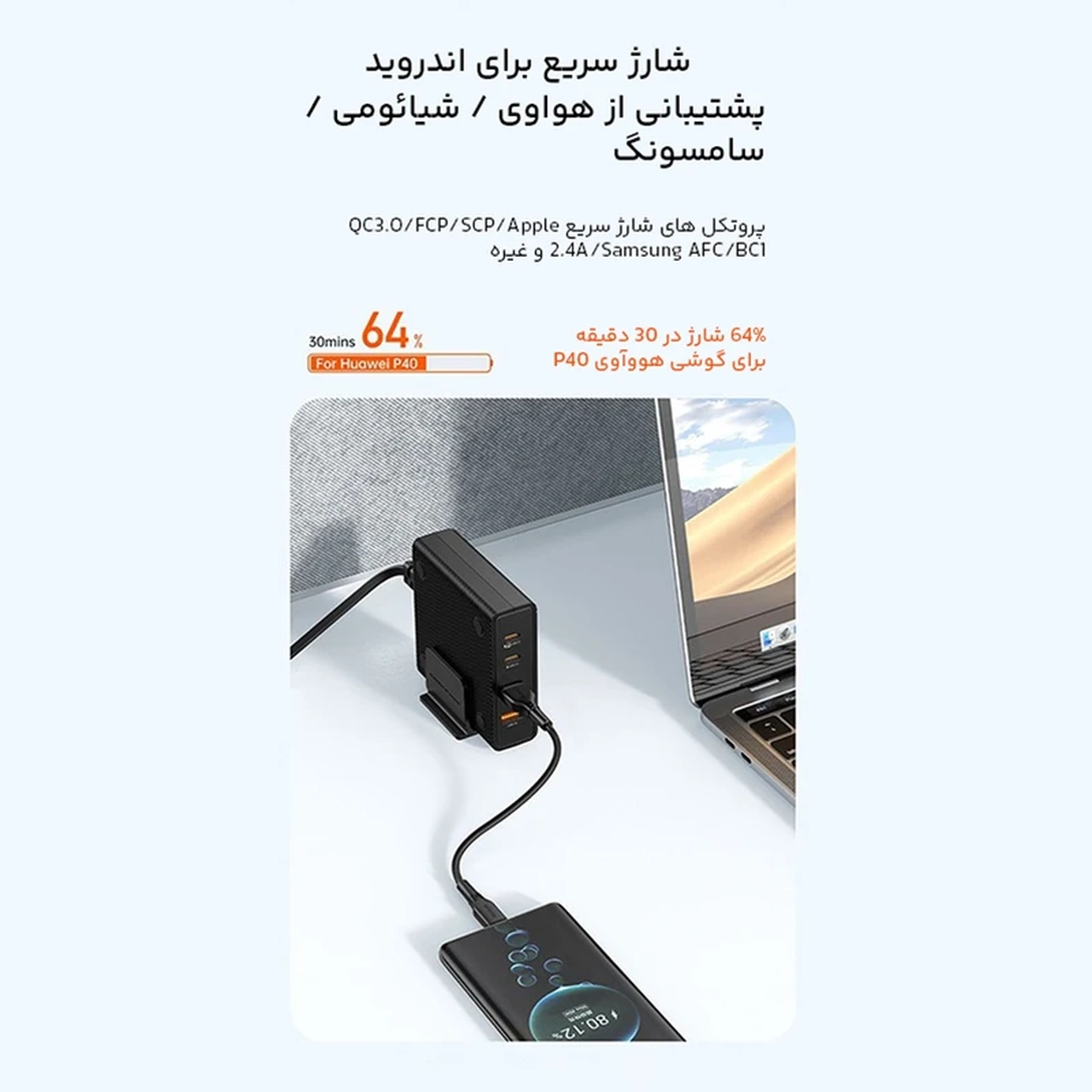 شارژر رومیزی PD و فست چهار پورت Mcdodo مدل CH-180 100W مشکی با گارانتی متین