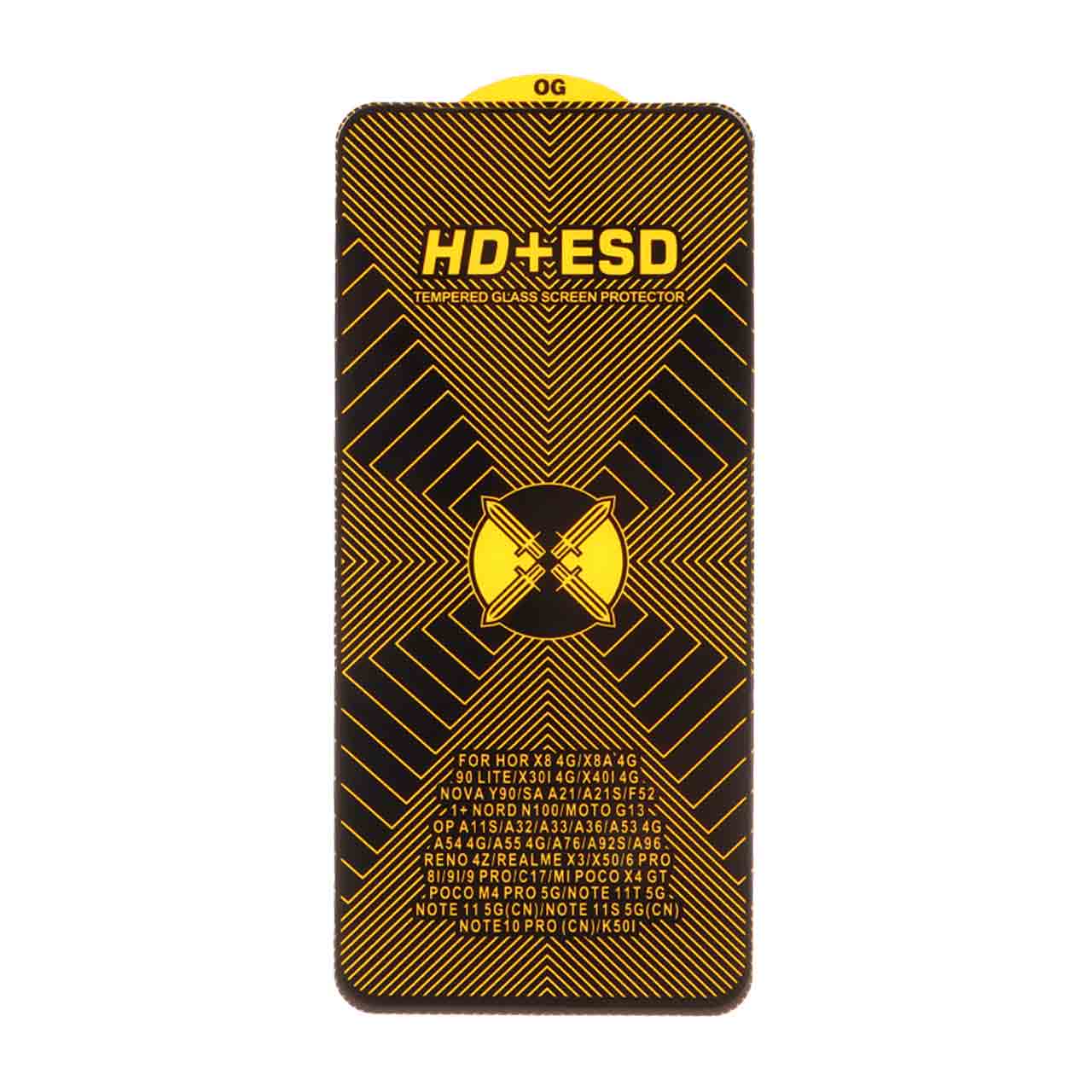 محافظ صفحه نمایش شیشه‌ای تمام صفحه مشکی OG HD Plus ESD مناسب برای Samsung A21S, F52, Xiaomi Poco X3 GT, Poco F4 GT, Redmi Note 10 Pro 5G