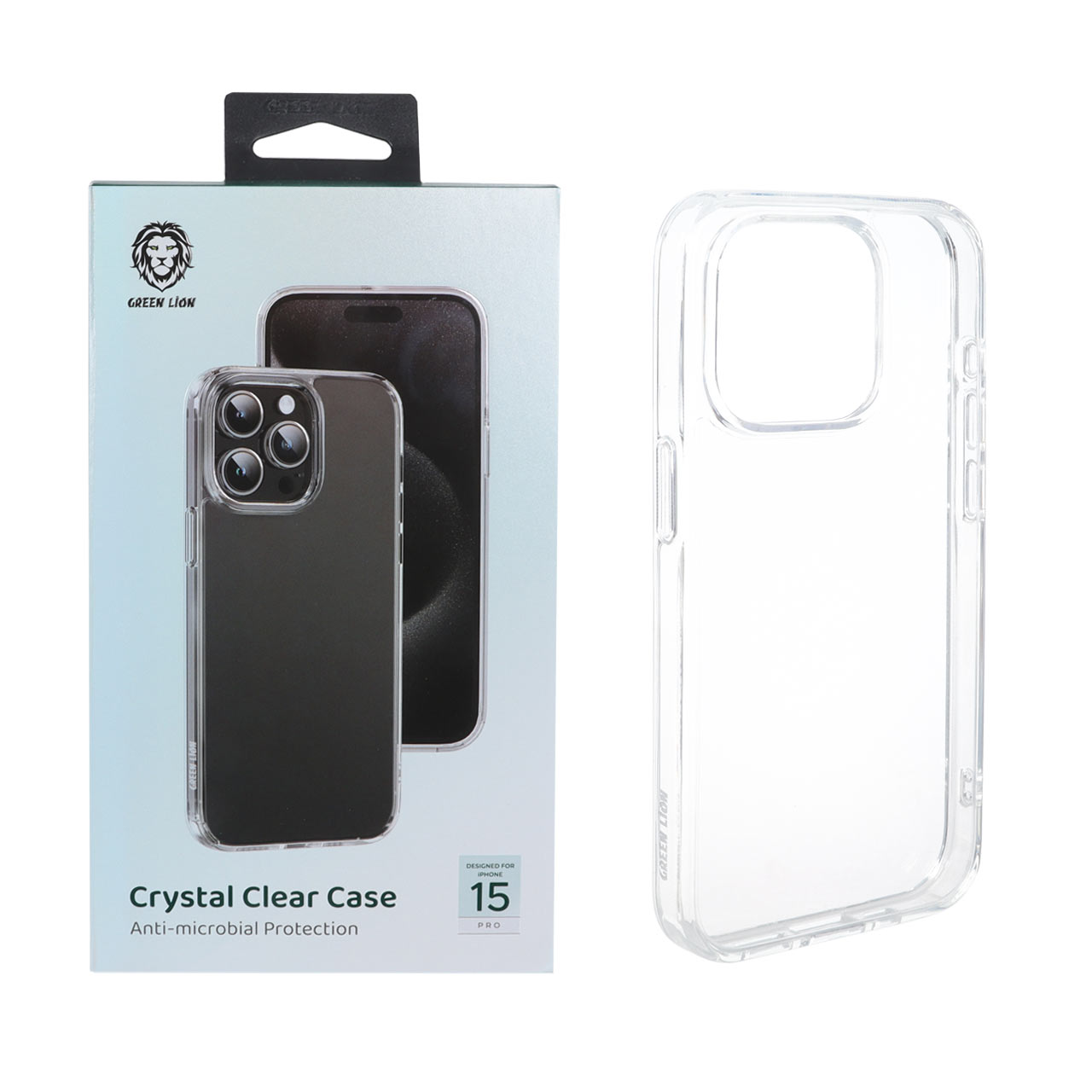 قاب شفاف پشت سخت Crystal Clear گرین لاین مناسب برای آیفون 15 پرو