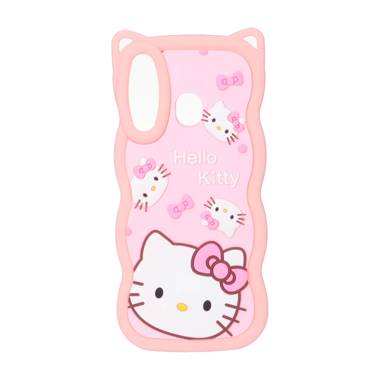 قاب طرح Hello Kitty کنگره‌ای برجسته گوش‌دار مناسب برای سامسونگ گلکسی A30 و A20
