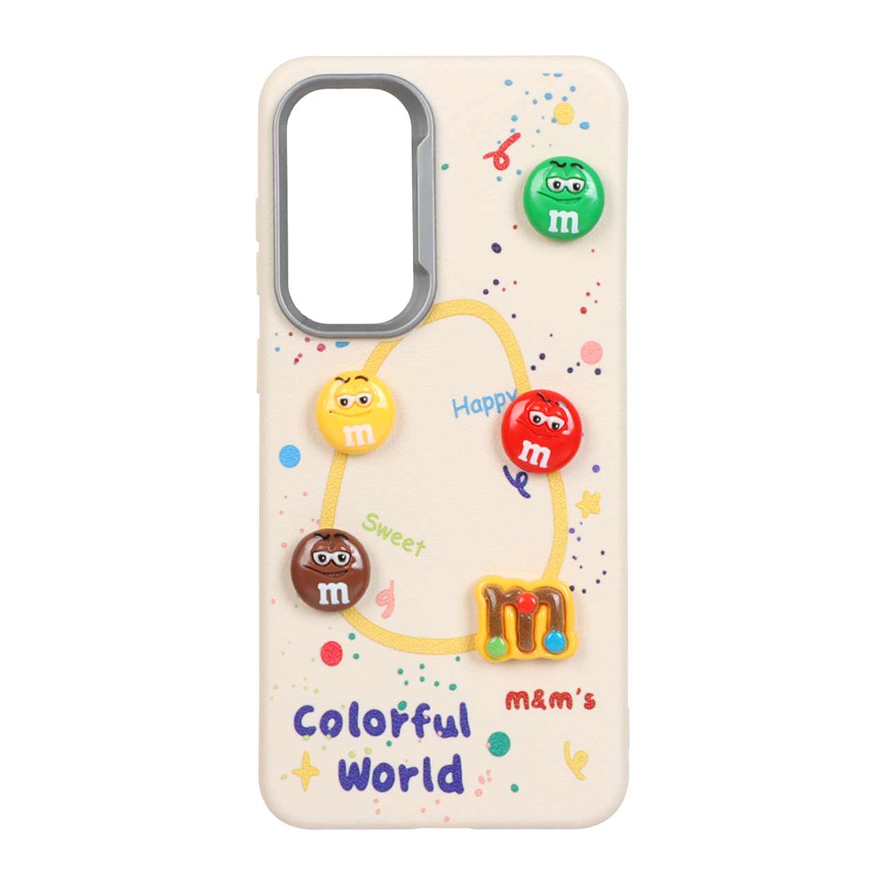 قاب طرح عروسک برجسته M&M مناسب برای سامسونگ گلکسی S24 FE