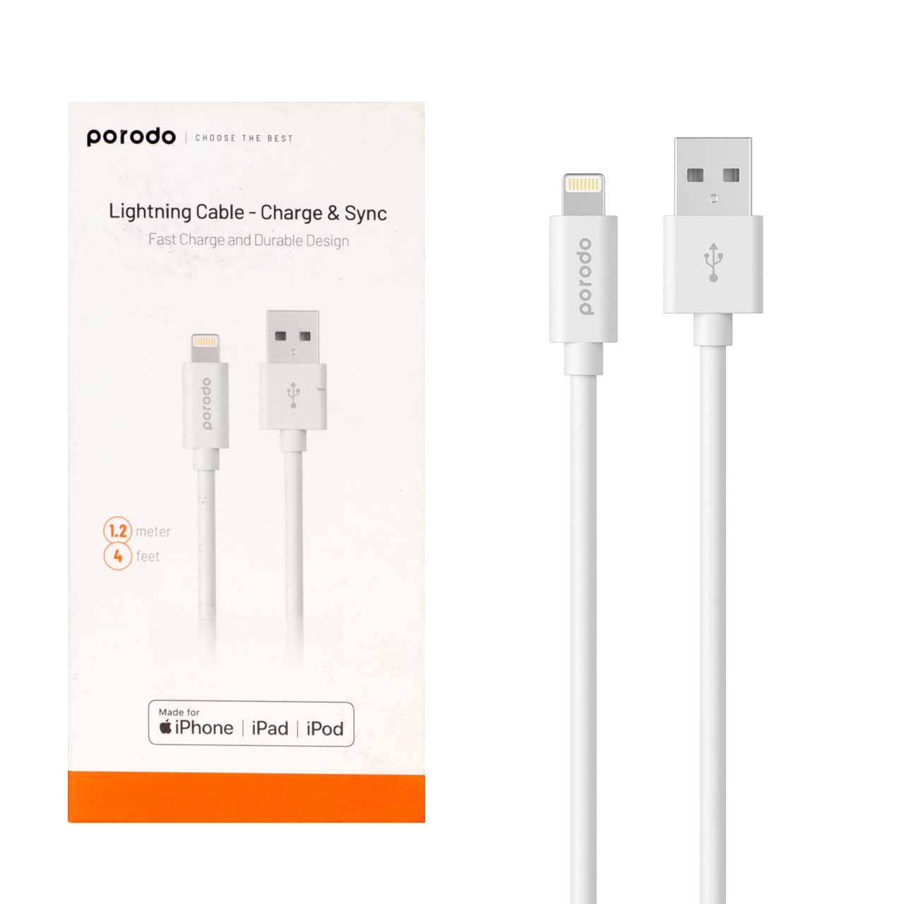 کابل شارژ فست آیفون Porodo مدل PD-CEL12