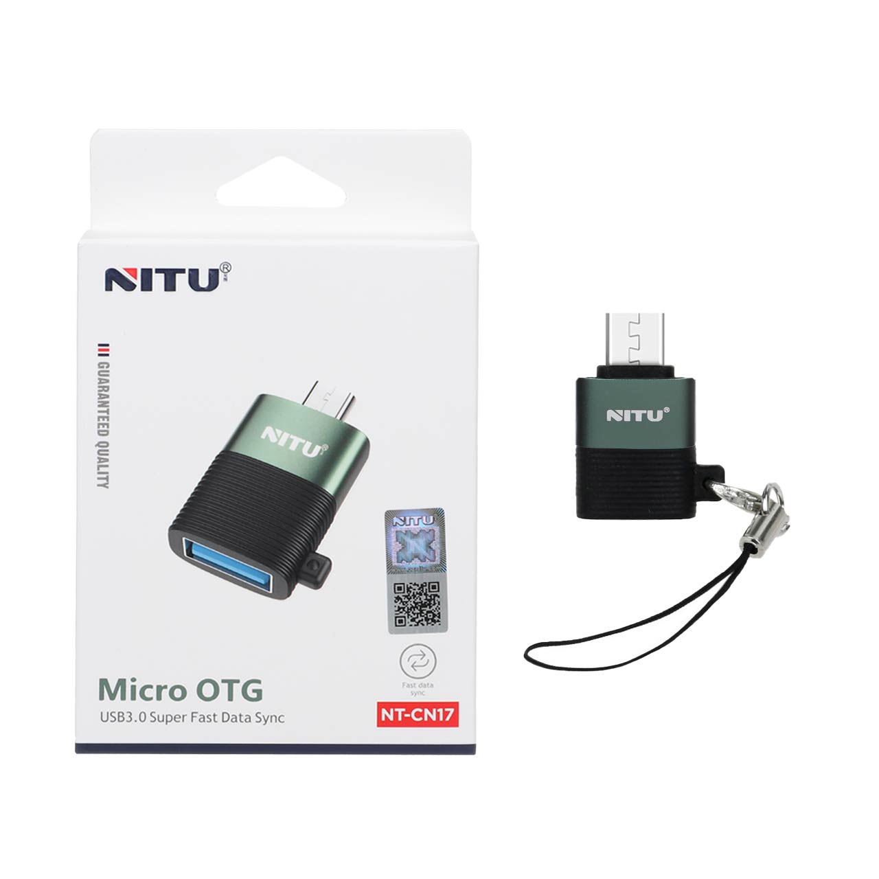 تبدیل OTG نیتو (Nitu) مدل CN17 مشکی سبز با رابط Micro USB و USB 3.0