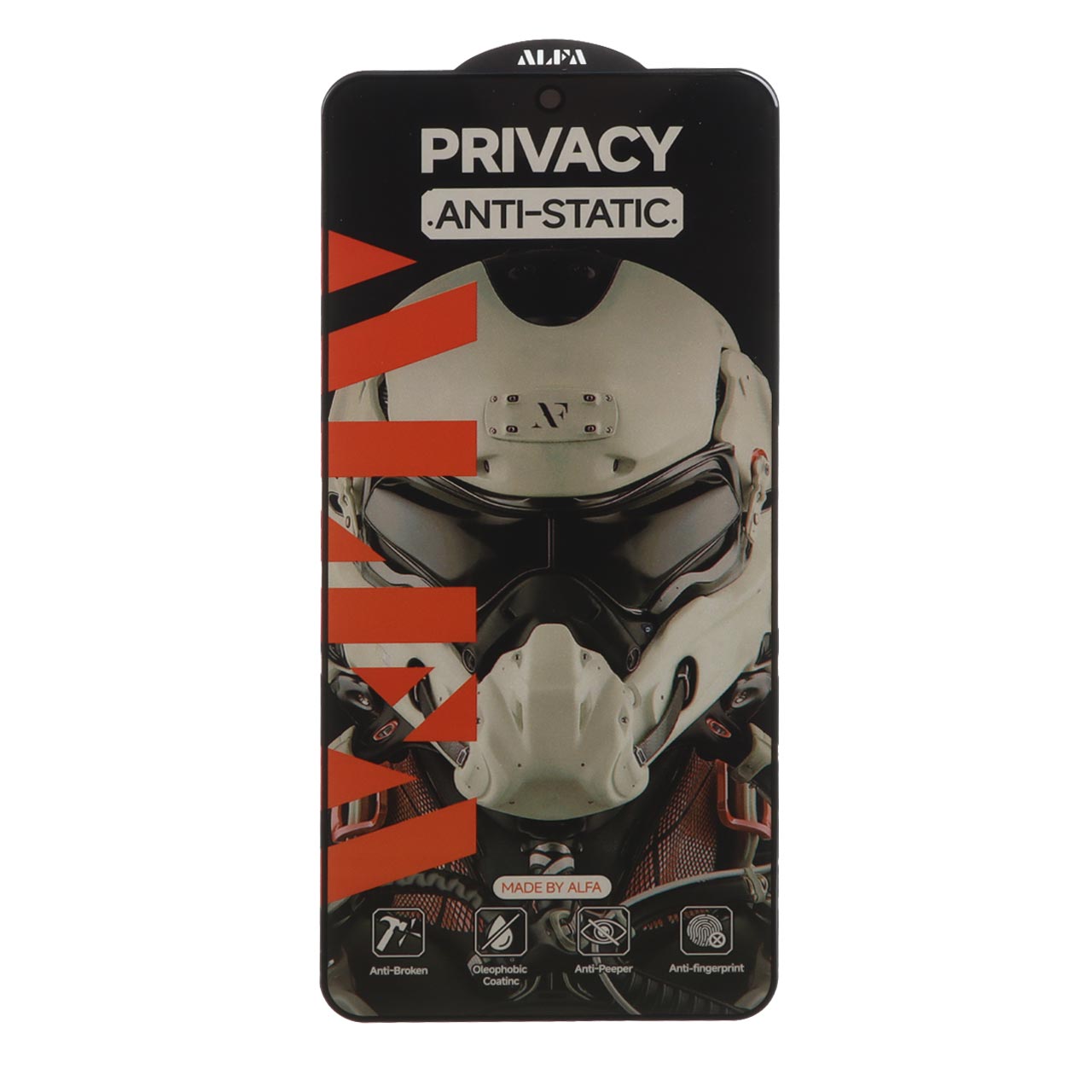 محافظ صفحه نمایش شیشه ای Full Cover ALFA Anti Static Privacy مناسب برای شیائومی Redmi Note 13 4G و پوکو M7 Pro 5G