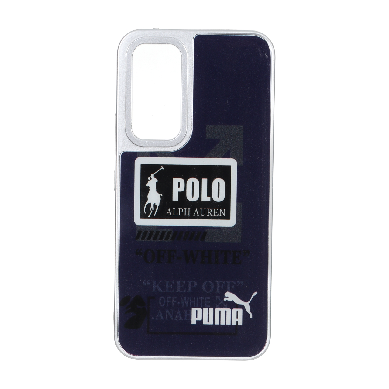 قاب رزینی سیلور طرح چند برند معروف (Polo, Puma, Off-White) مناسب برای سامسونگ گلکسی A54