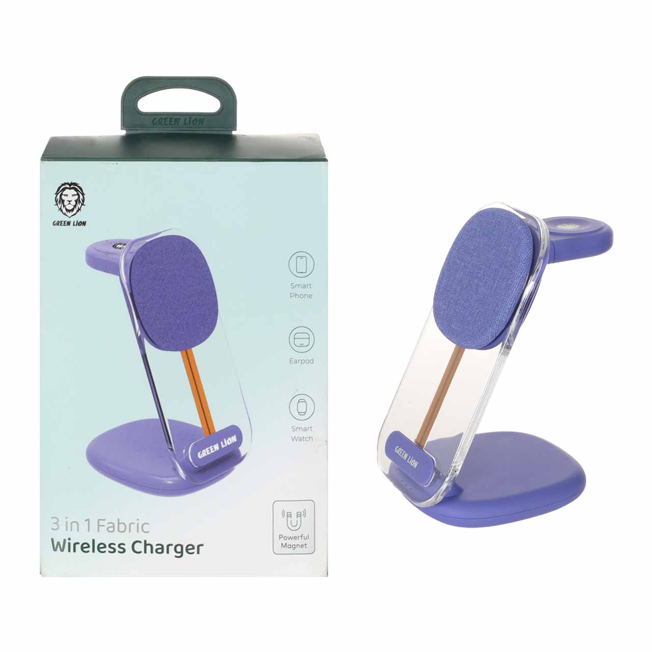 شارژر وایرلس سه کاره Green Lion مدل GN3N1FAWIRCPL - بنفش