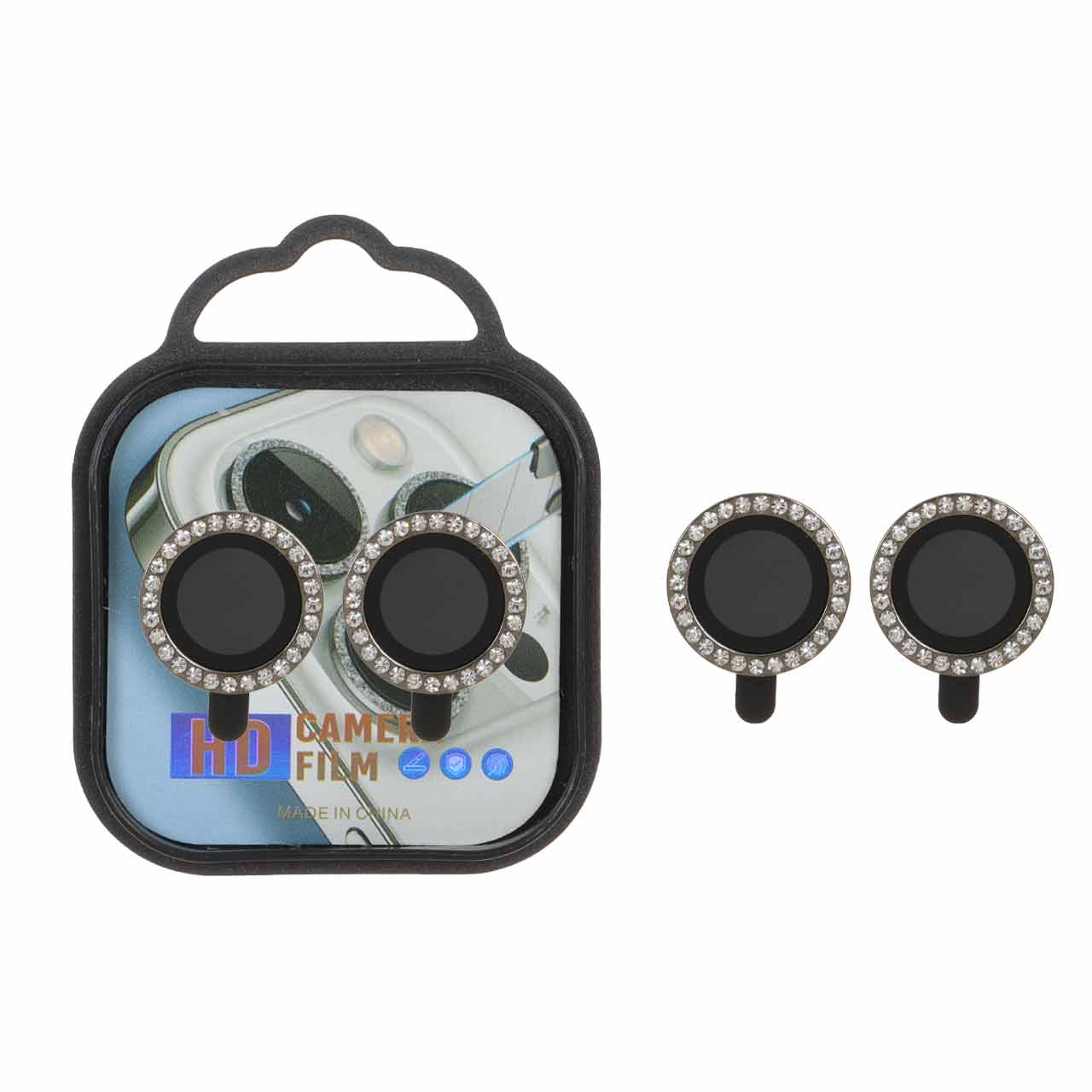 محافظ لنز رینگی نگین‌دار سواروسکی مناسب برای شیائومی ردمی ۱۵ 4G - مشکی