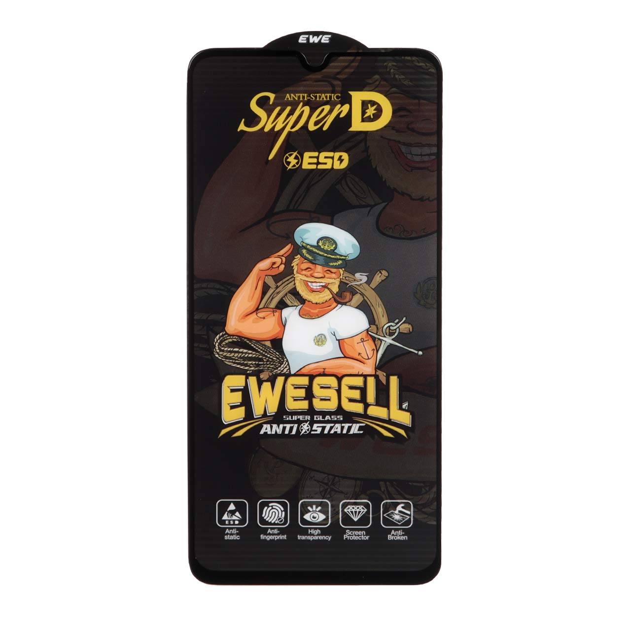 محافظ صفحه نمایش شیشه ای فول کاور Super D ESD Ewesell مناسب برای سامسونگ A07/A06/A05S و ریلمی C51/C53/Narzo N53/Note 50