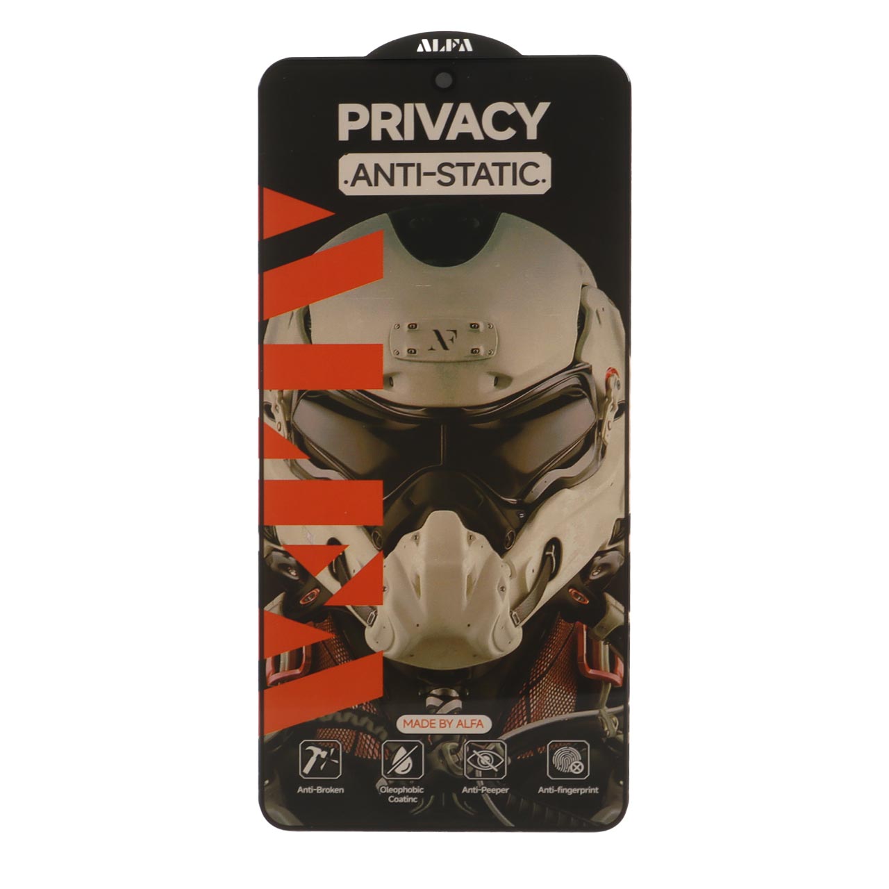 محافظ صفحه نمایش شیشه‌ای Full Cover ALFA Anti Static Privacy مناسب برای شیائومی Redmi Note 14S / Note 13 Pro 4G / Poco M6 Pro 4G