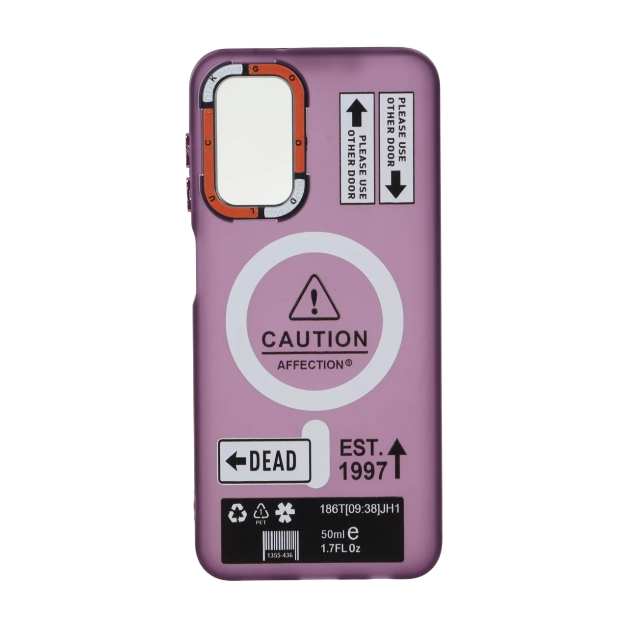 قاب Caution مات طرح مگ سیف دکمه متال مناسب برای سامسونگ گلکسی A13 4G / A13 5G / A04s / M13 4G / M23 / F13
