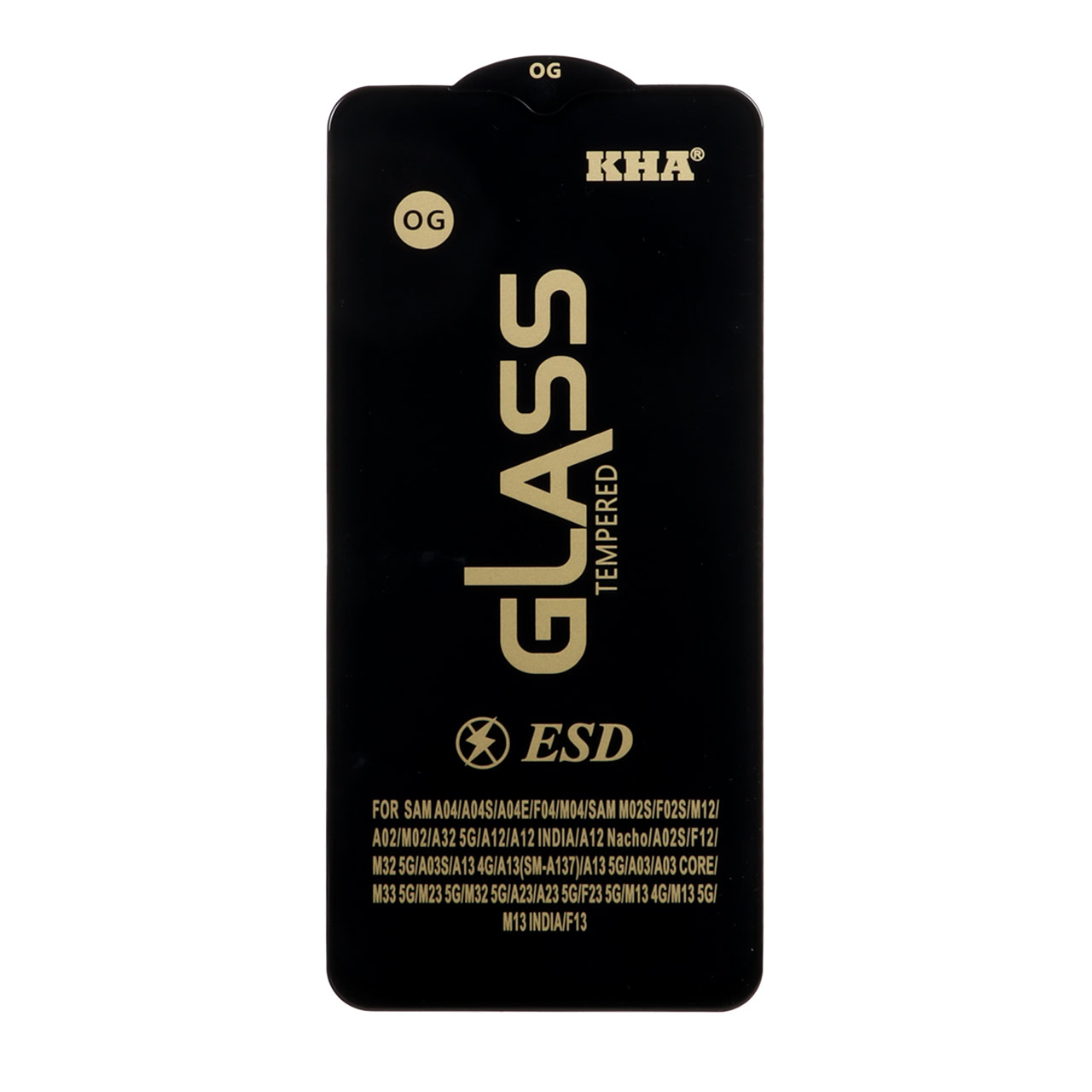محافظ صفحه نمایش شیشه ای فول کاور OG ESD KHA مناسب برای گوشی های سامسونگ گلکسی A12 / A02 / A02S / A03 / A03S / A03 Core / A04 / A04S / A04E / A13 / A23 / A32 5G / M02 / M04 / M12 / M13 / M23 / M33 / F13 / A1 Plus / A2 Plus / M4 / M5 / C30 / C30S