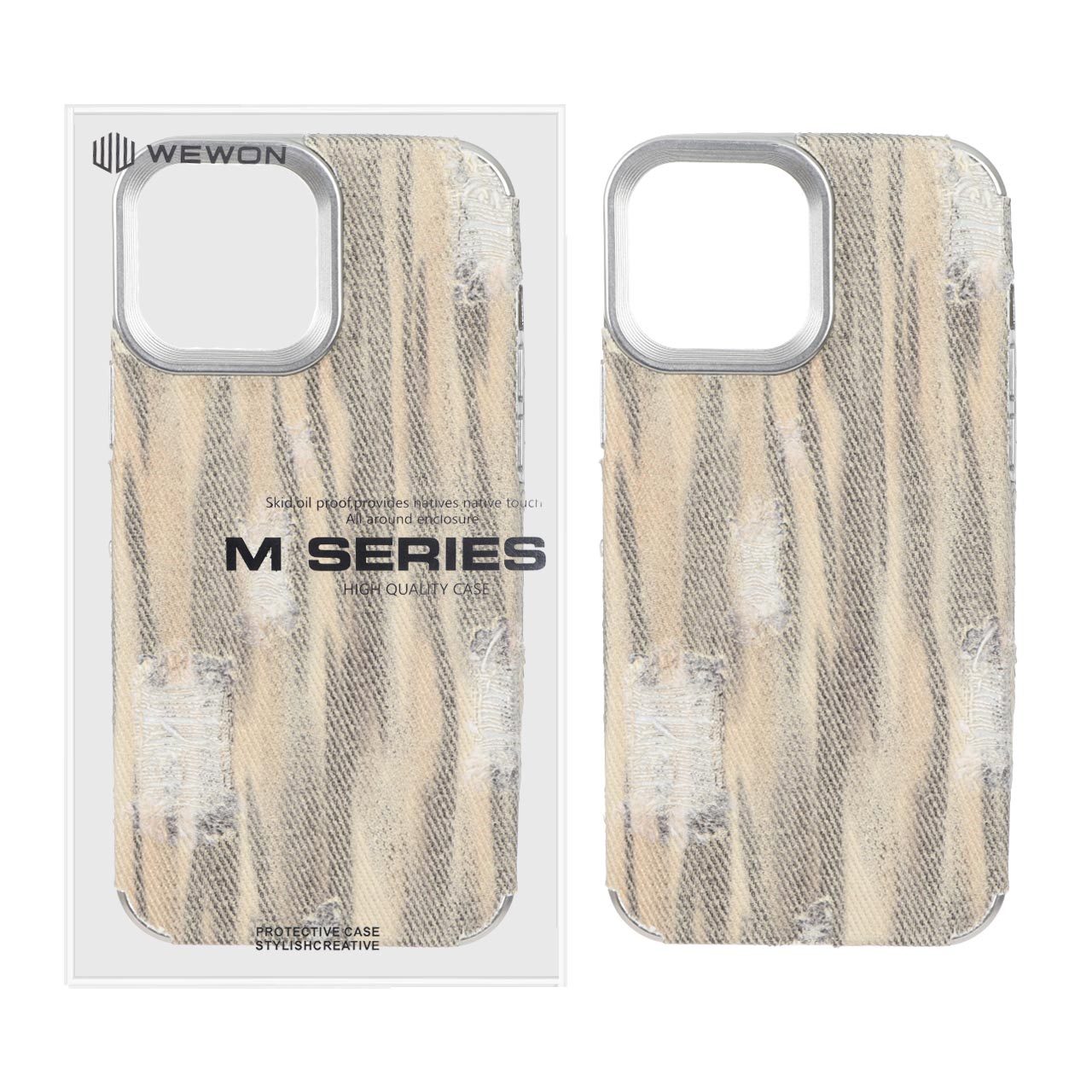 قاب Wewon طرح جیر زاپ دار Apple iPhone 13 Pro Max - طرح 3 (پک دار) - MPS