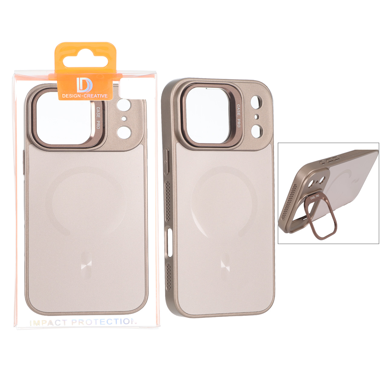 قاب اورجینال PVD Case Pro استندشو MagSafe مدل Apple iPhone 17 Pro Max - صحرایی (پک دار)