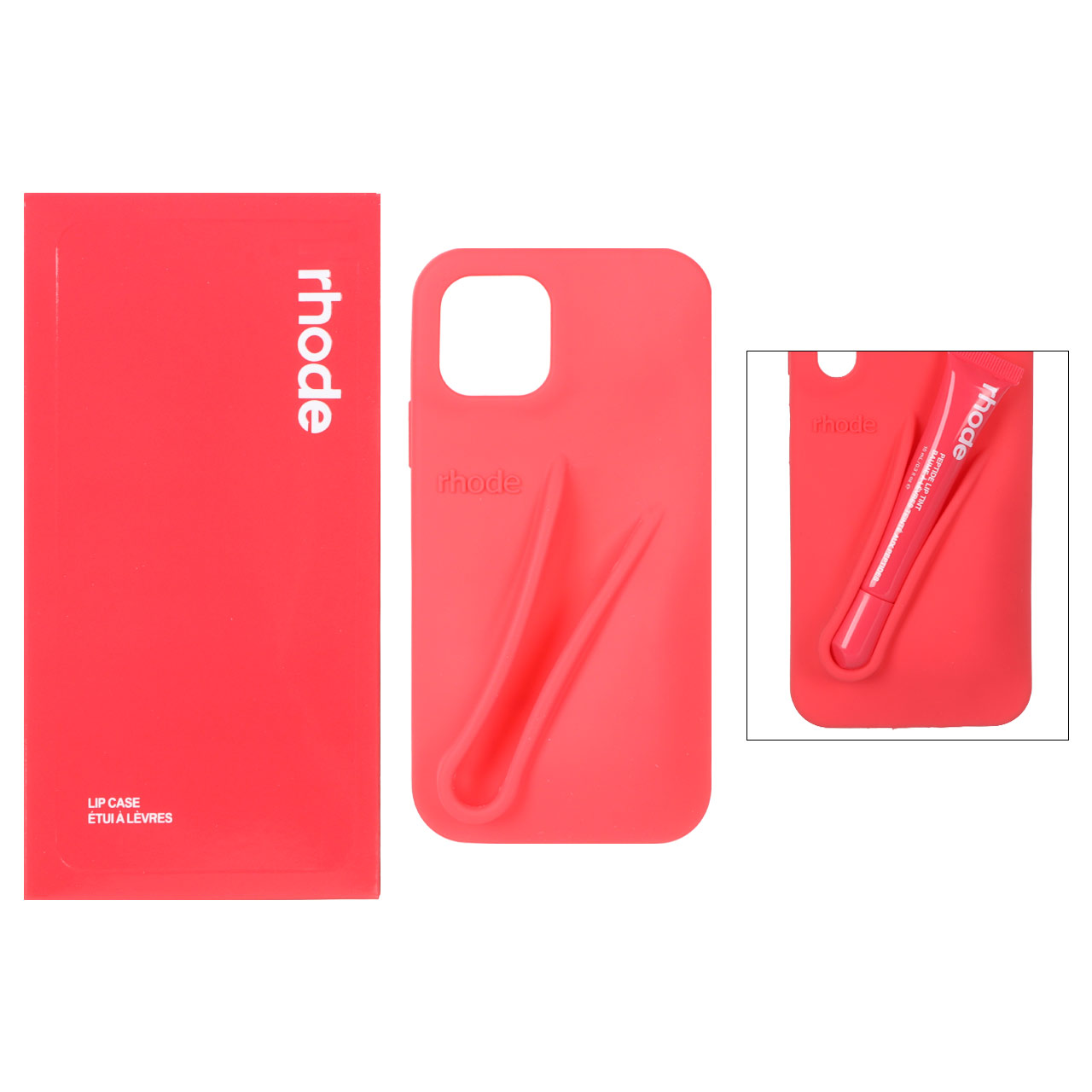 قاب سیلیکونی پاک کنی اورجینال rhode با ست لیپ گلاس Apple iPhone 11 Pro - قرمز