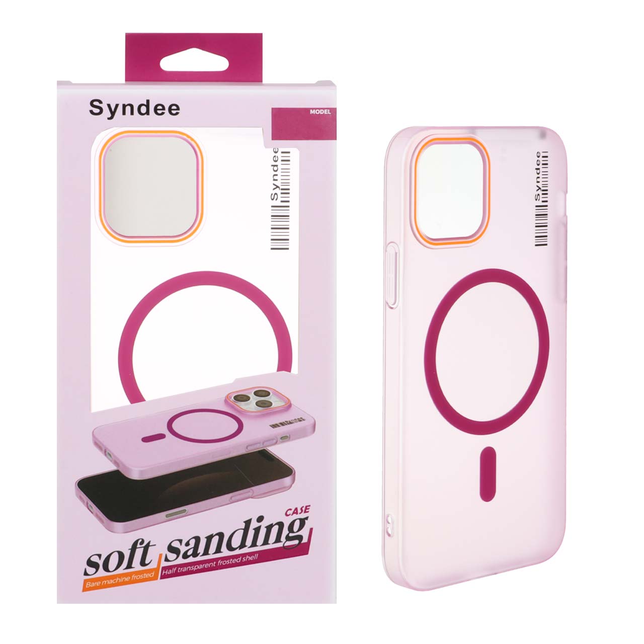 قاب اورجینال Syndee پشت مات MagSafe مدل Apple iPhone 12 Pro / iPhone 12 - سرخابی (پک دار )